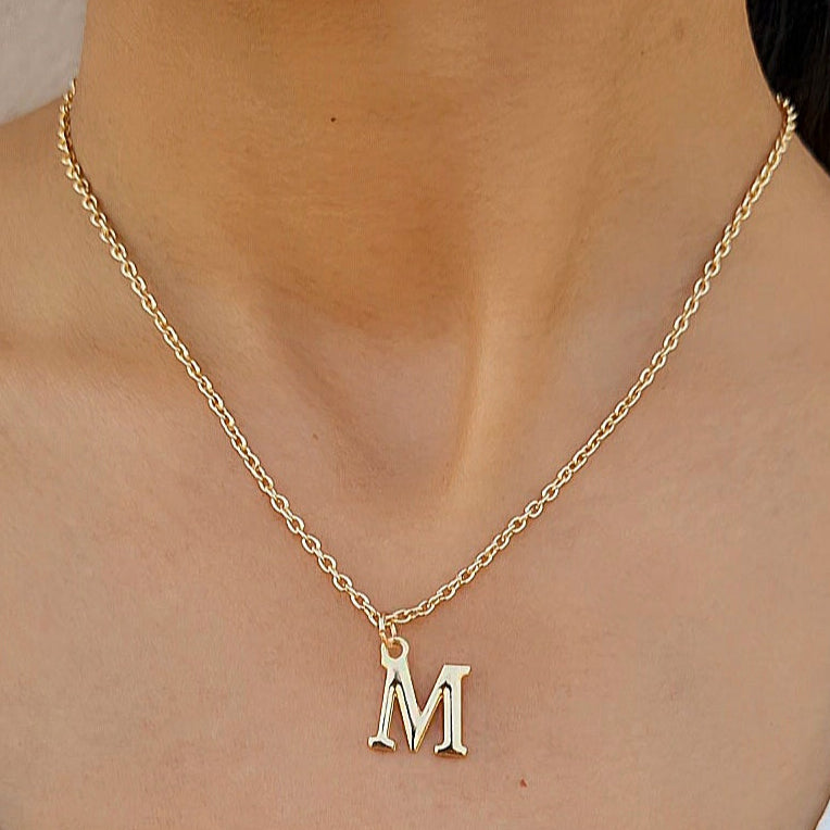 TFC Small Letter M - Gold Plated Pendant Necklace