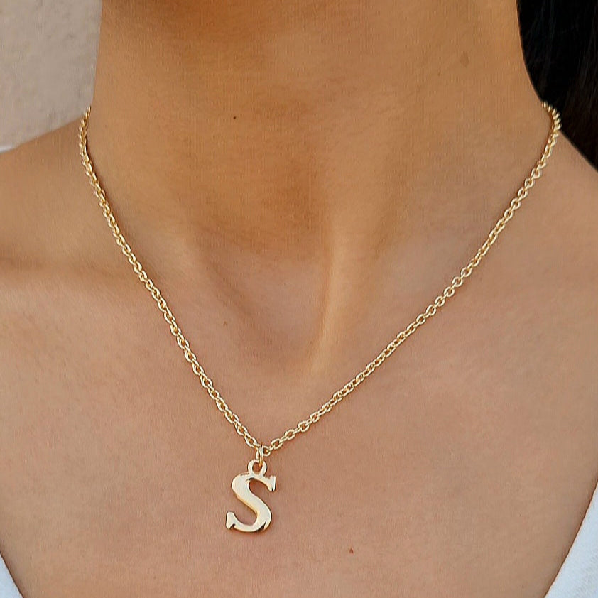 TFC Small Letter S - Gold Plated Pendant Necklace