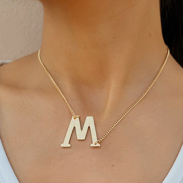 TFC Letter M Gold Plated Pendant Necklace