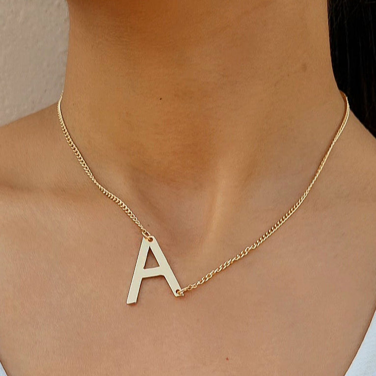 TFC Letter A Gold Plated Pendant Necklace