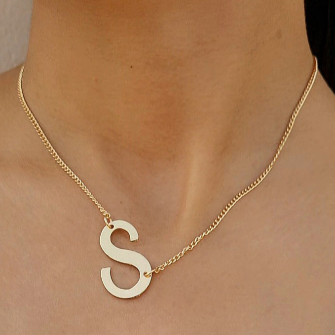 TFC Letter S Gold Plated Pendant Necklace