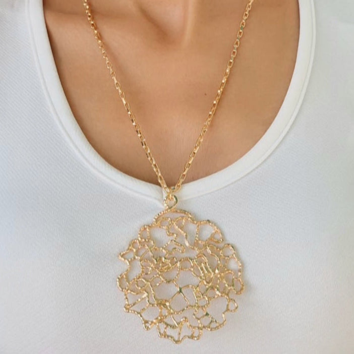 TFC Mashed Abstract Gold Plated Pendant Necklace