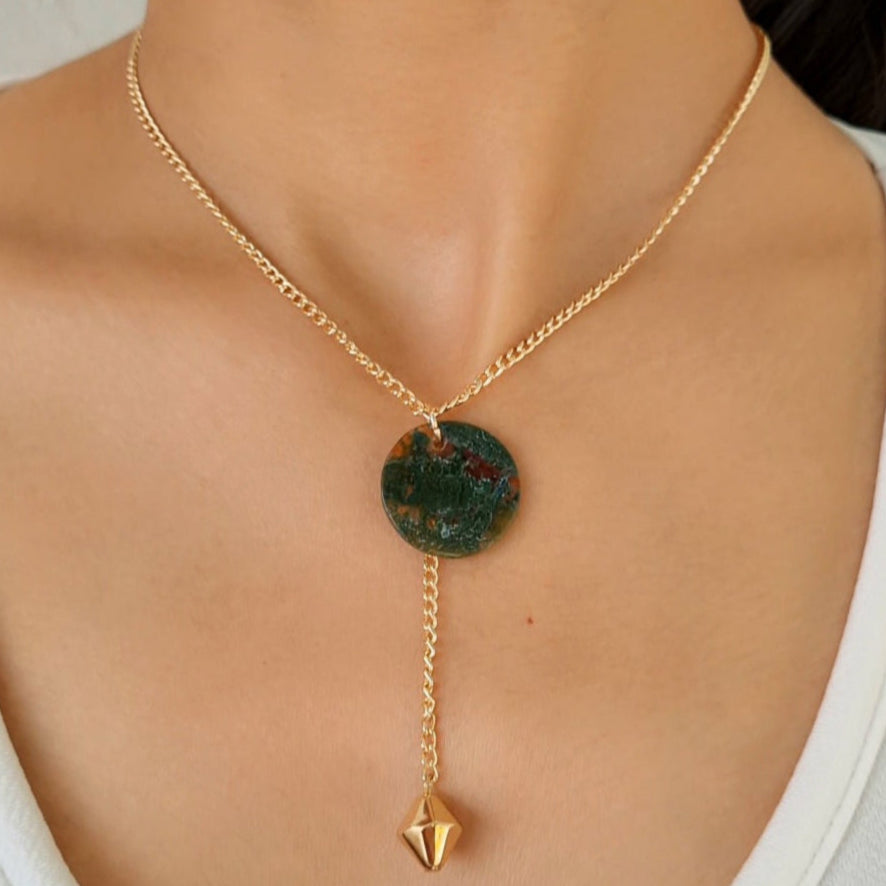 TFC Forest Green Gravity Luxe Gold Plated Pendant Necklace