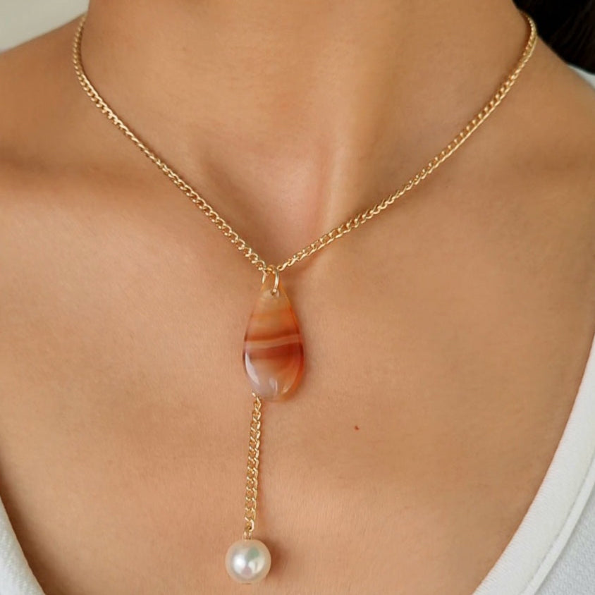 TFC Amber Dew Gold Plated Pendant Necklace