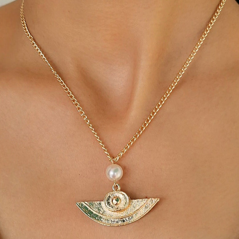 TFC Half Moon Majesty Gold Plated Pendant Necklace