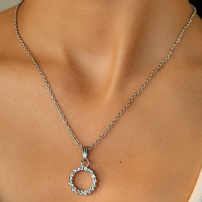 TFC Halo Bloom Silver Plated Pendant Necklace