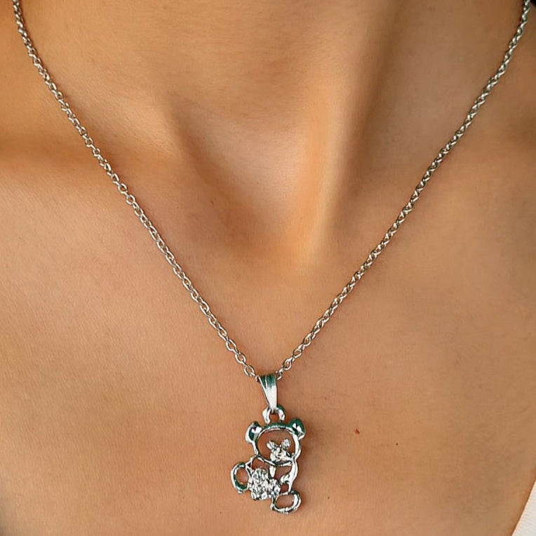 TFC Snuggle Bear Silver Plated Pendant Necklace