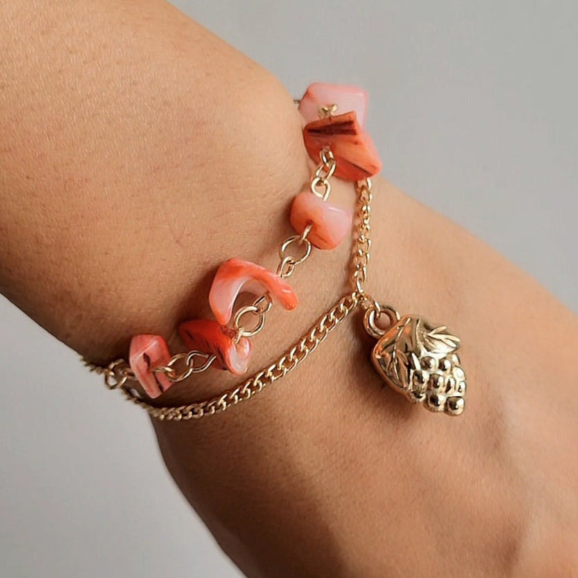 TFC Pink Blush Charms Gold Plated Bracelet
