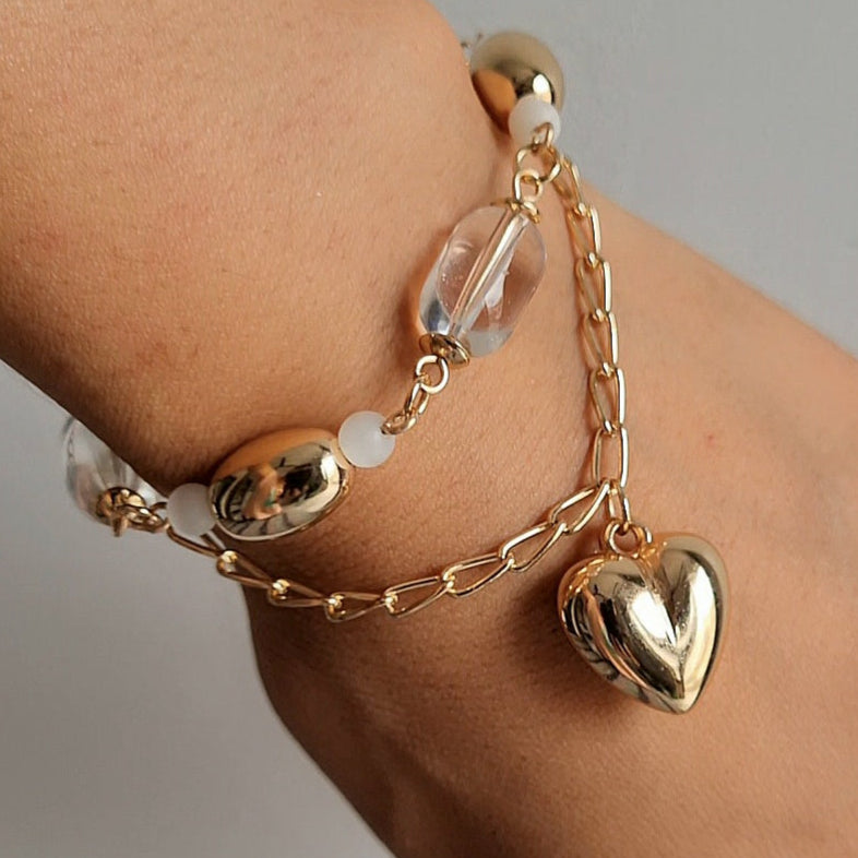 TFC Transy Bead Heart Gold Plated Bracelet