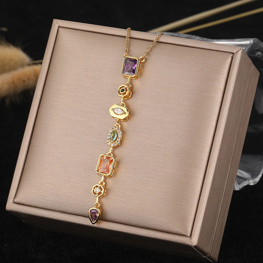 TFC Trendy Stone Line Gold Plated Necklace