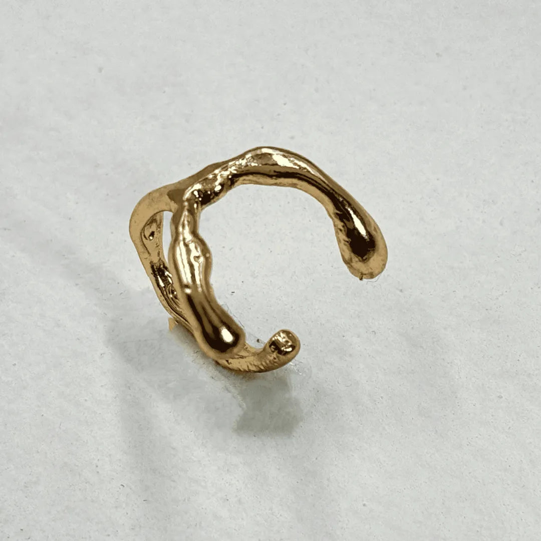 TFC Melted Abstract Gold Plated Adjustable Ring