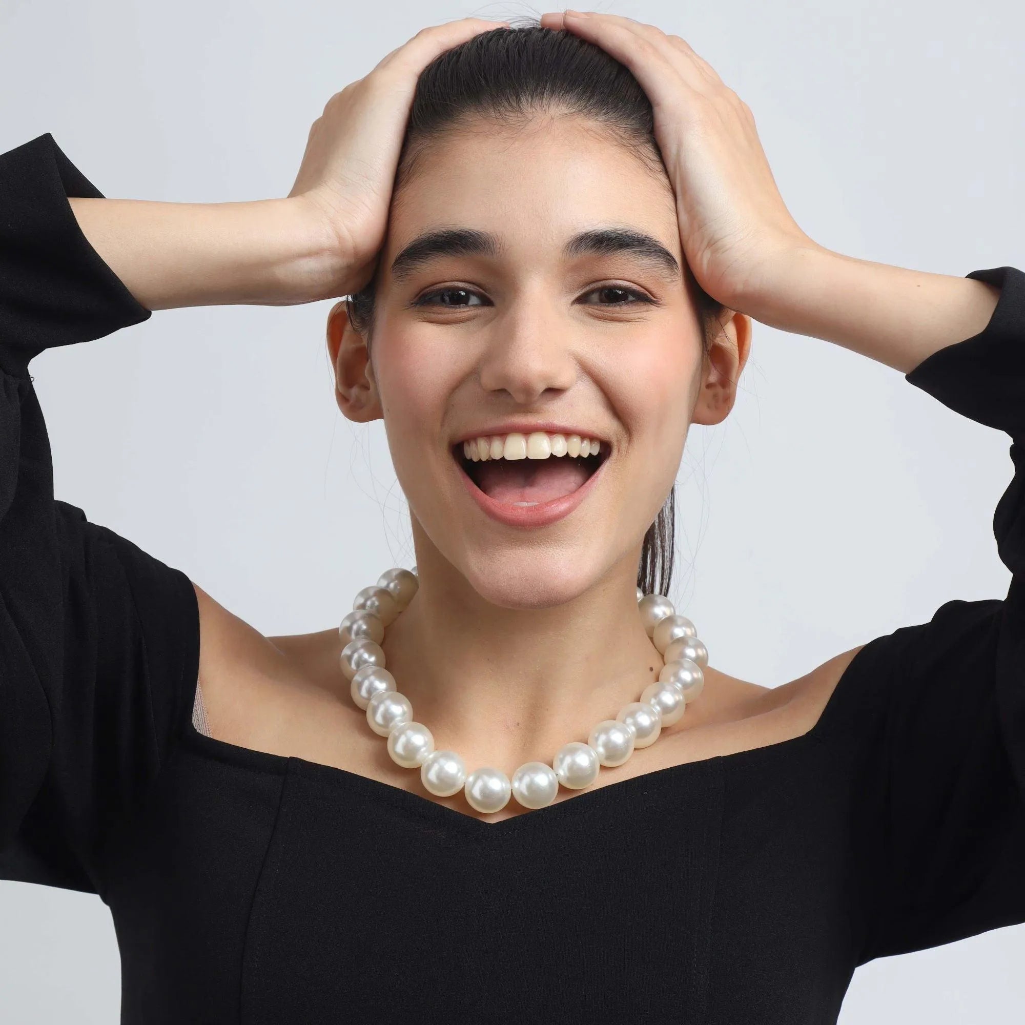 TFC Adorn Big Bold Pearl Beads Statement Necklace