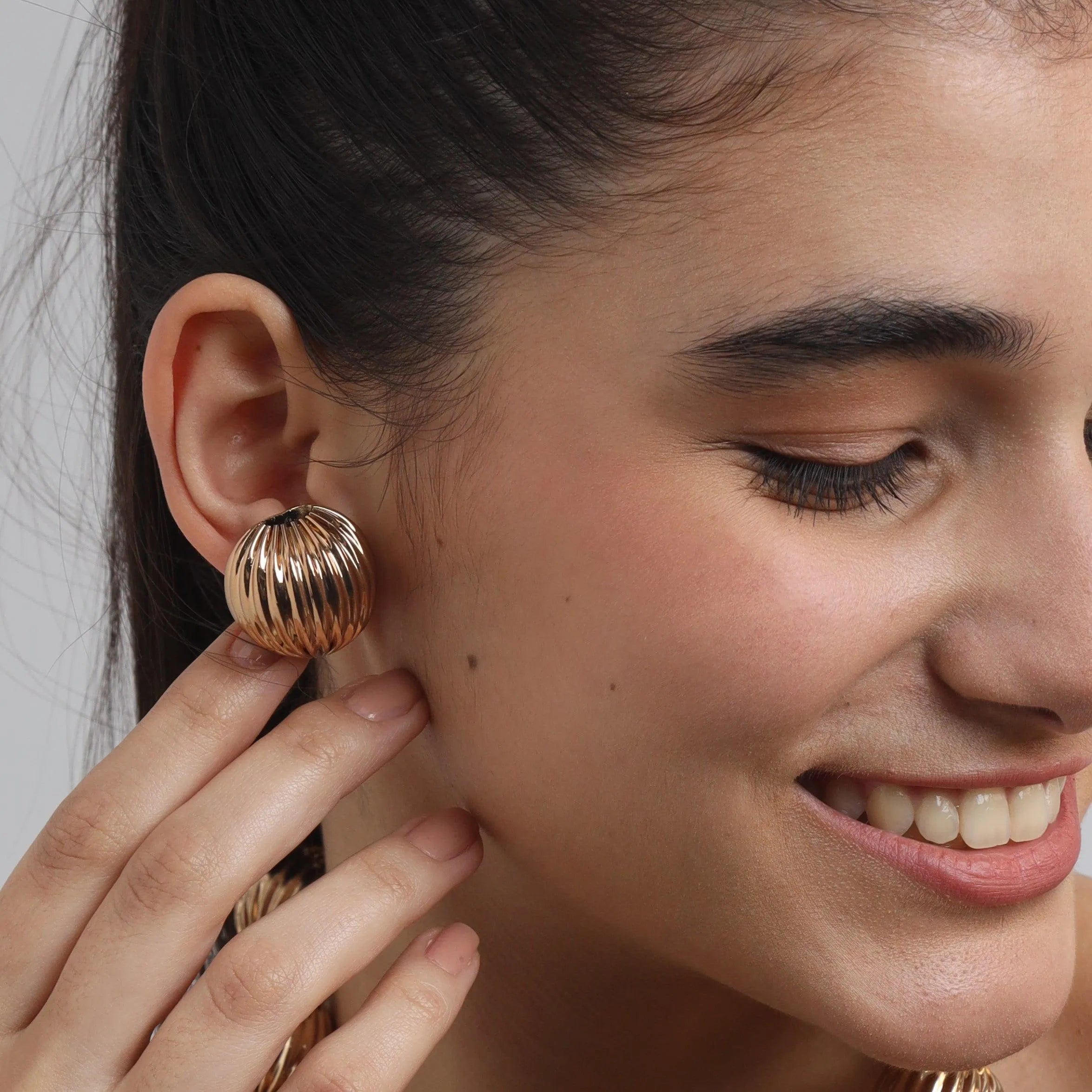 TFC Big Vortex Gold Plated Stud Earrings