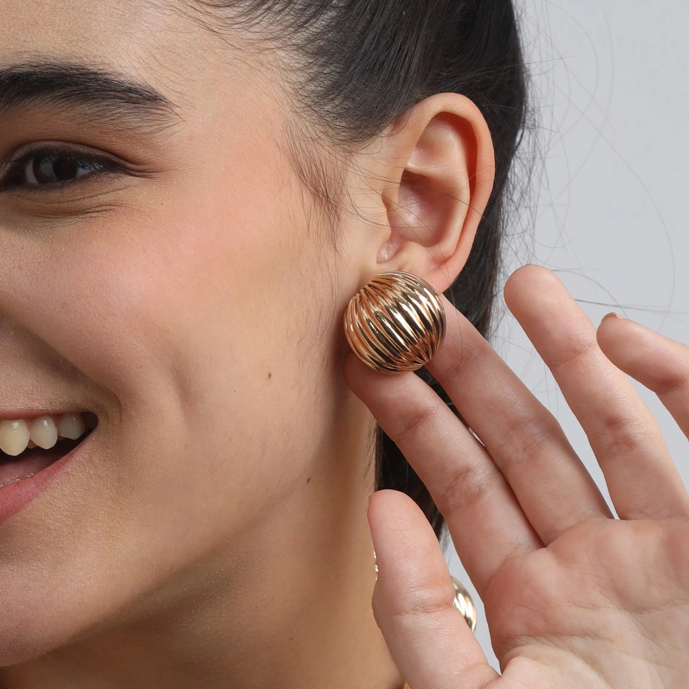 TFC Big Vortex Gold Plated Stud Earrings