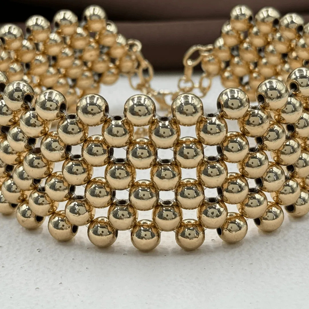 Gold Plated Bead Choker Necklace