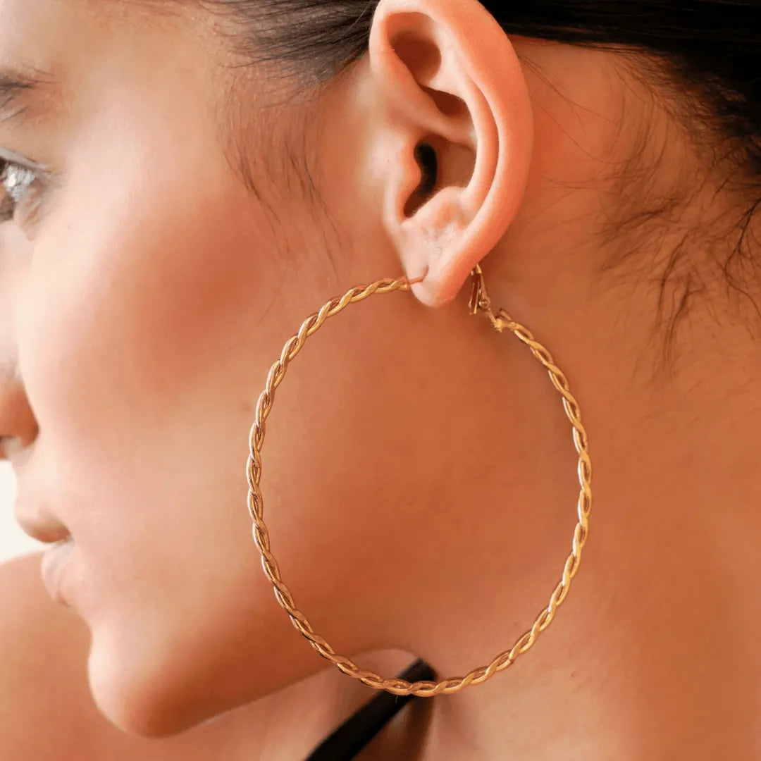 Gold plated deals hoop earrings large