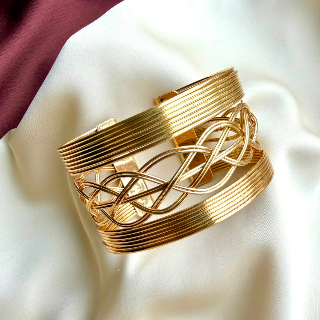 TFC Adjustable Mid Spiral Gold Plated Bracelet Cuff