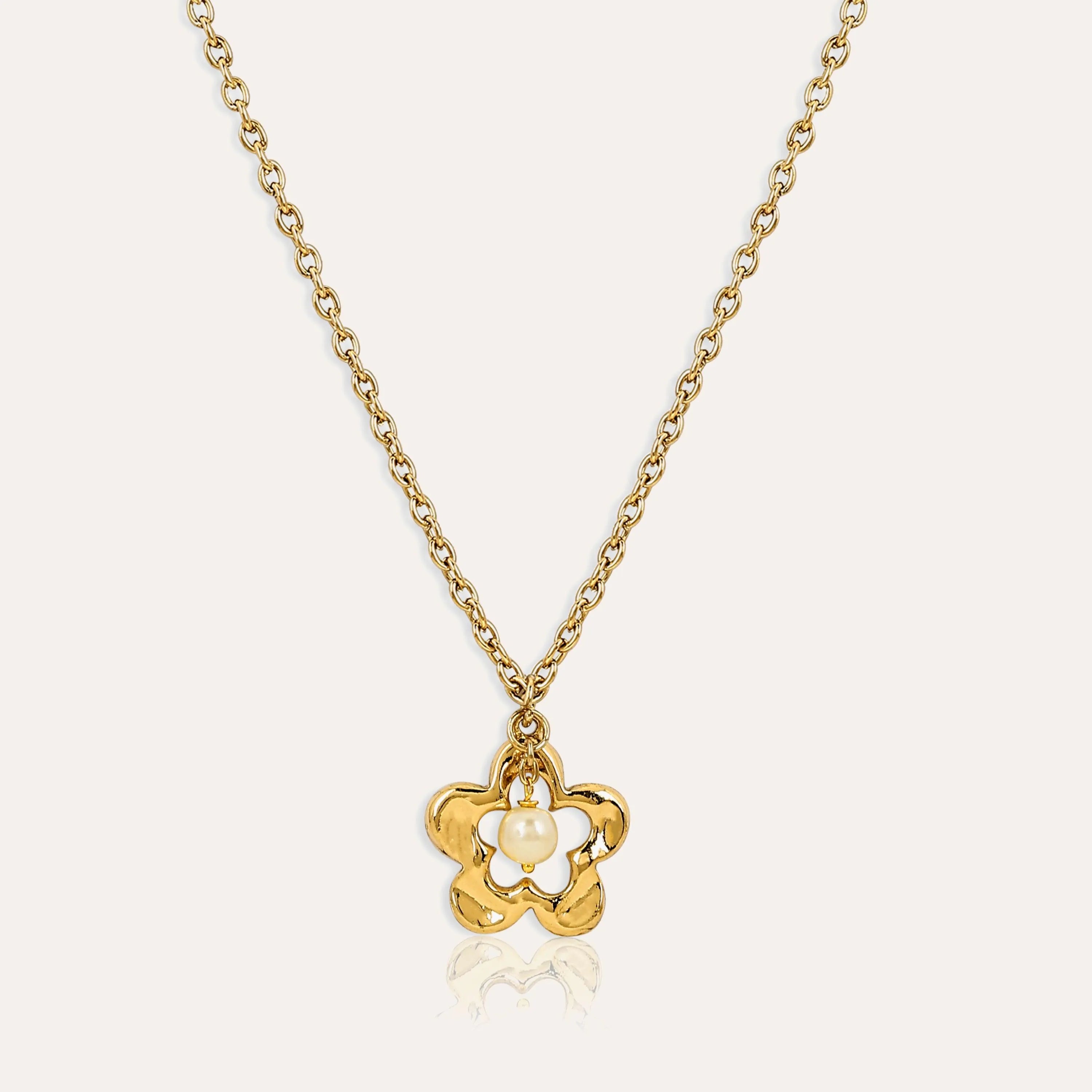 TFC Daisy Pearl Gold Plated Pendant Necklace-Enhance your elegance with our collection of gold-plated necklaces for women. Choose from stunning pendant necklaces, chic choker necklaces, and trendy layered necklaces. Our sleek and dainty designs are both affordable and anti-tarnish, ensuring lasting beauty. Enjoy the cheapest fashion jewellery, lightweight and stylish- only at The Fun Company
