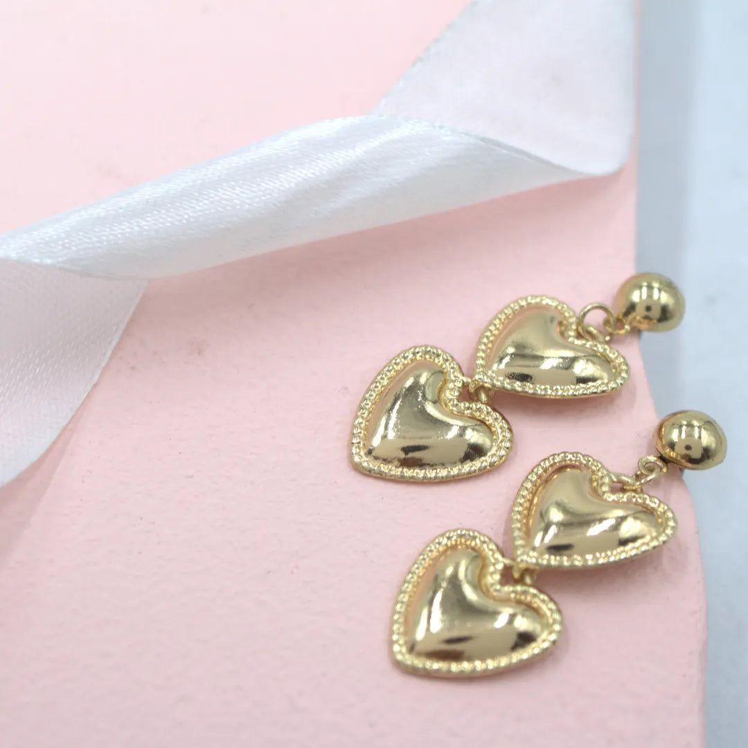 TFC Double Hearts Gold Plated Dangler Earrings