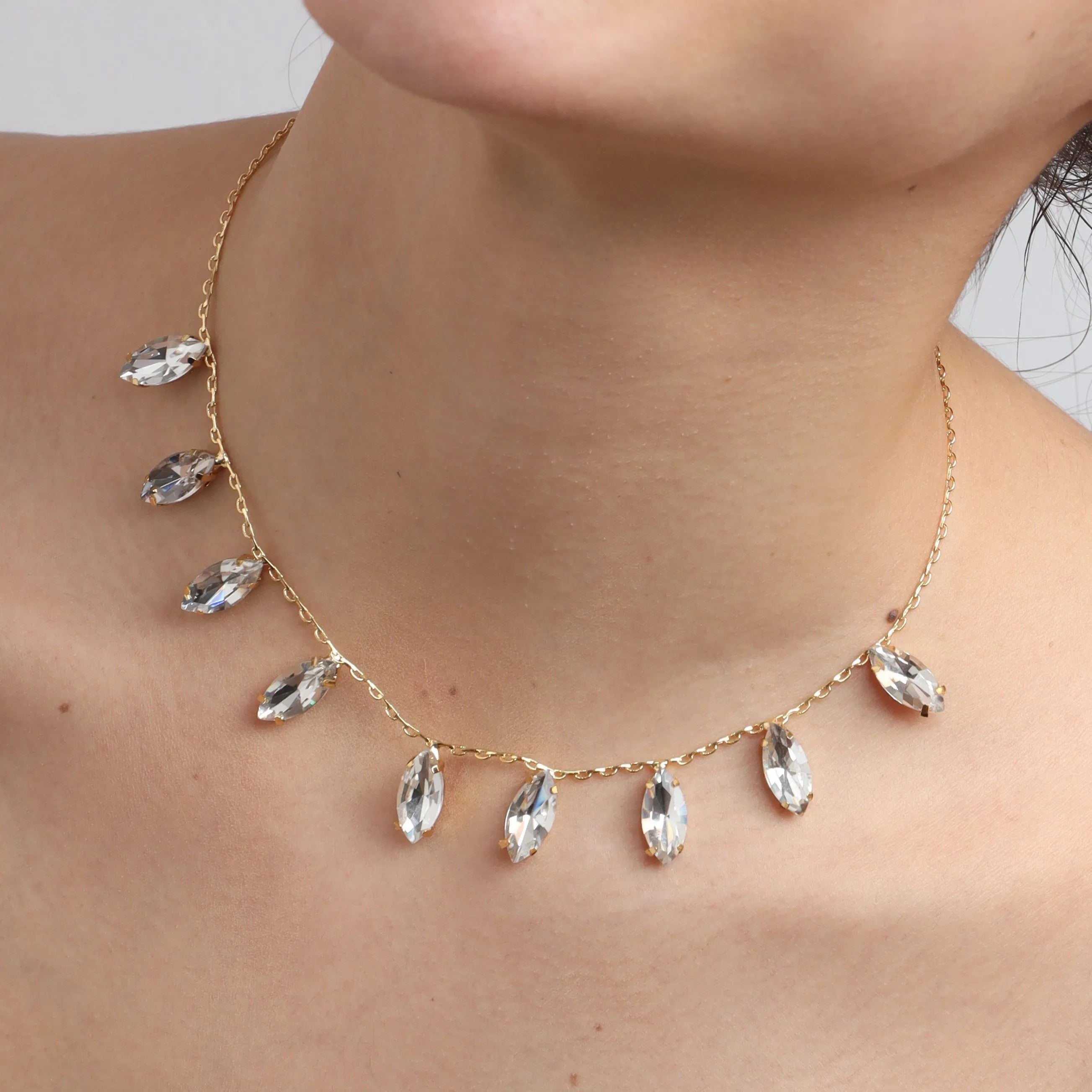 TFC Drop Diamond 24K Gold Plated Dainty Necklace