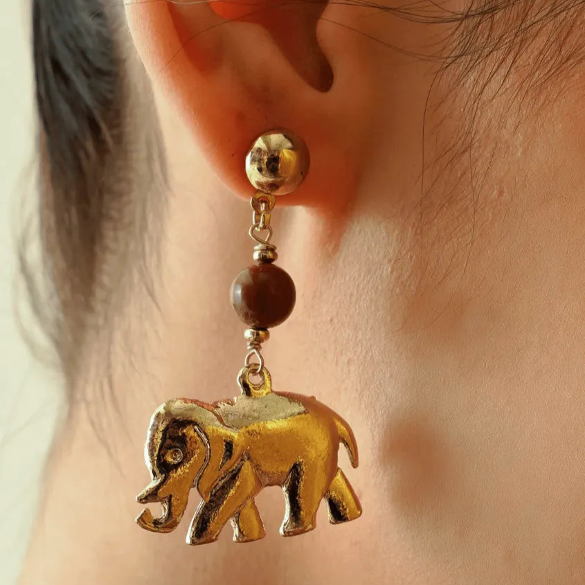TFC Elephanta Cave Gold Plated Dangler Earrings