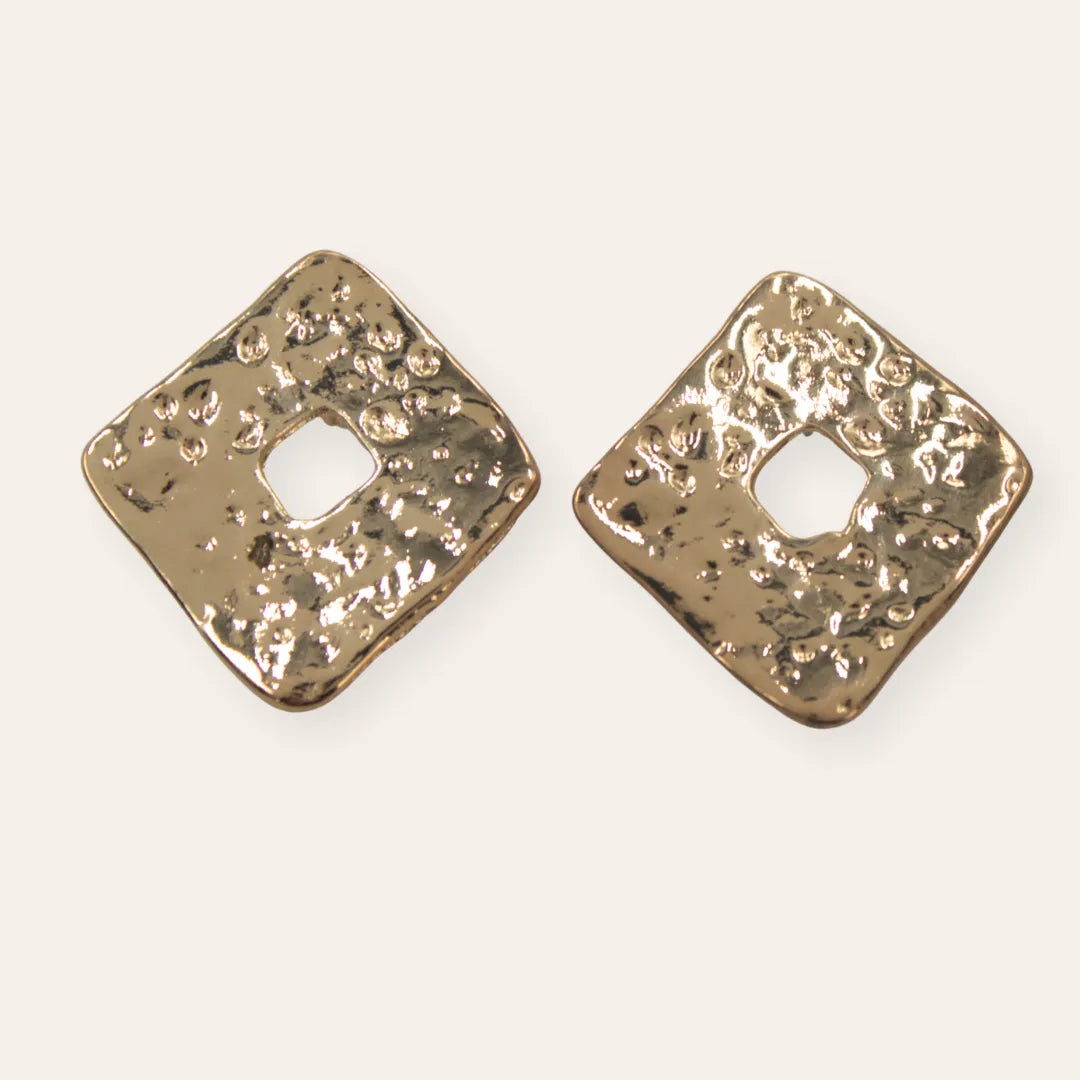 TFC Hollow Diamond Gold Plated Stud Earrings
