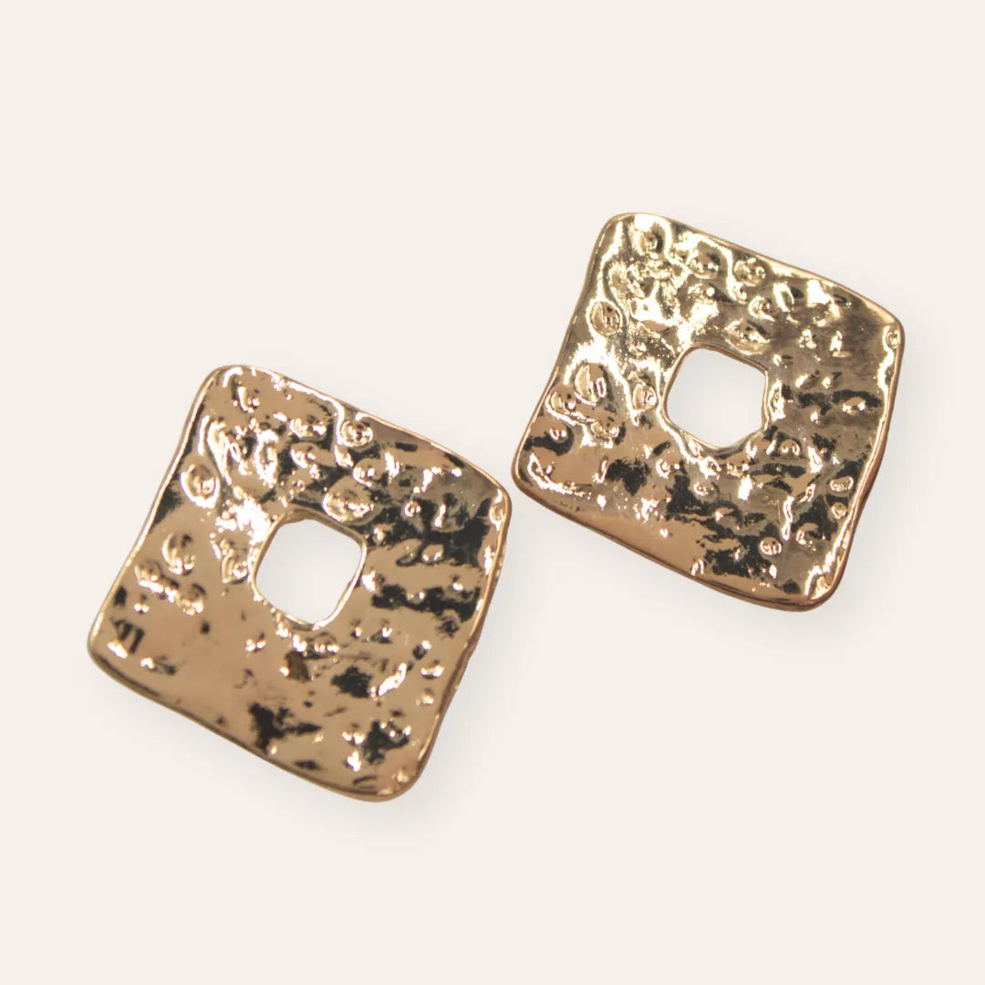 TFC Hollow Diamond Gold Plated Stud Earrings