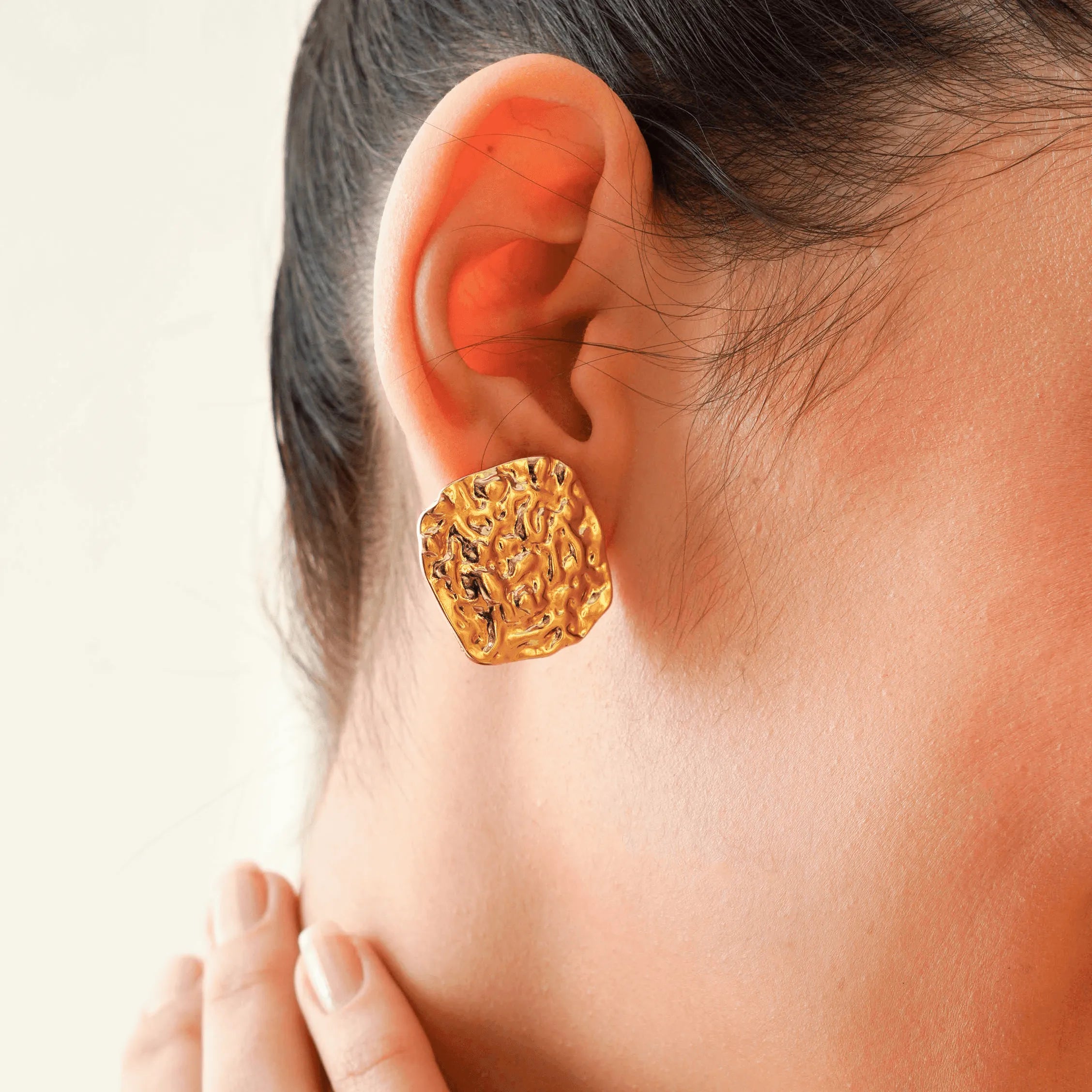 Gold plated store nugget earrings