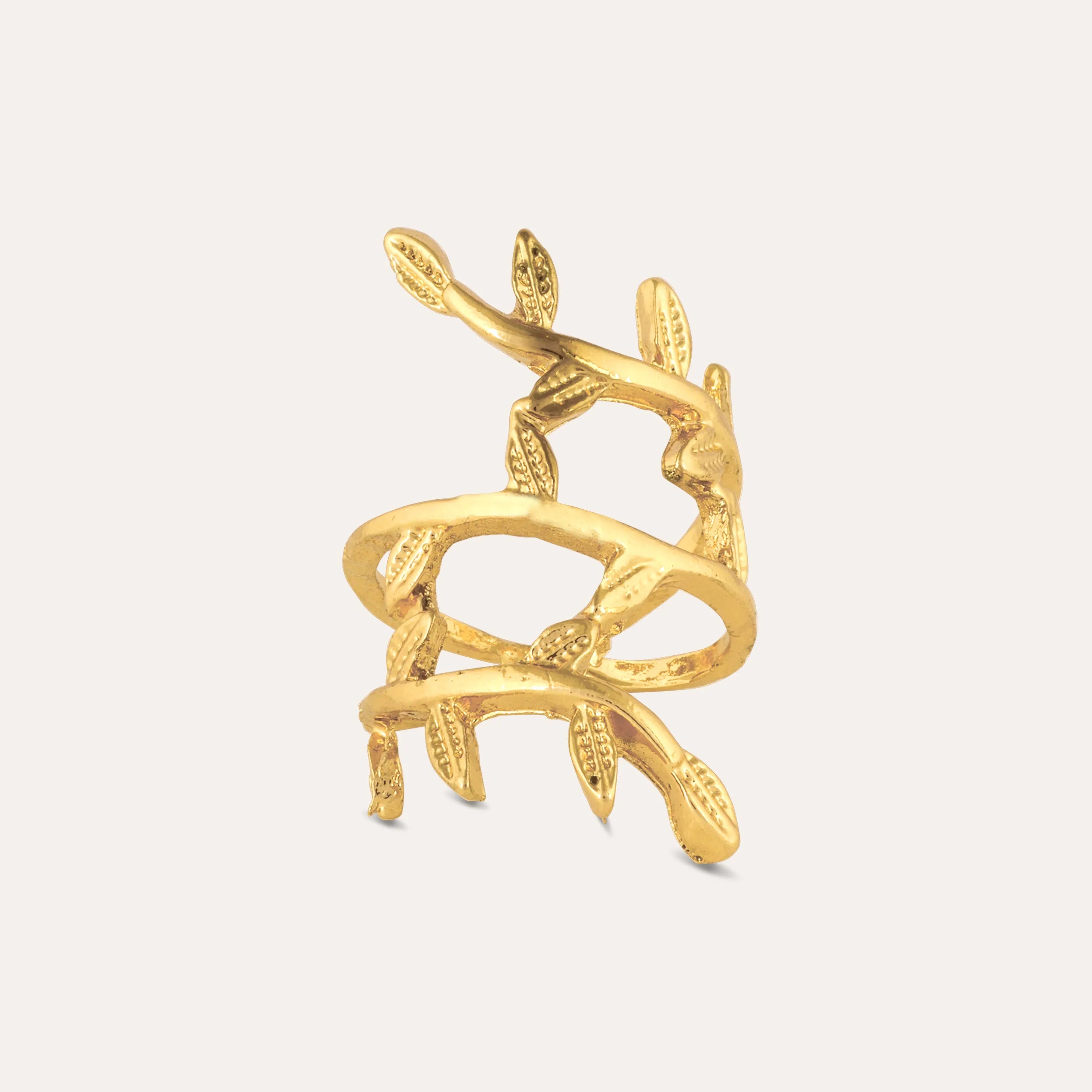 TFC Leafy Statement Gold Plated Adjustable Ring