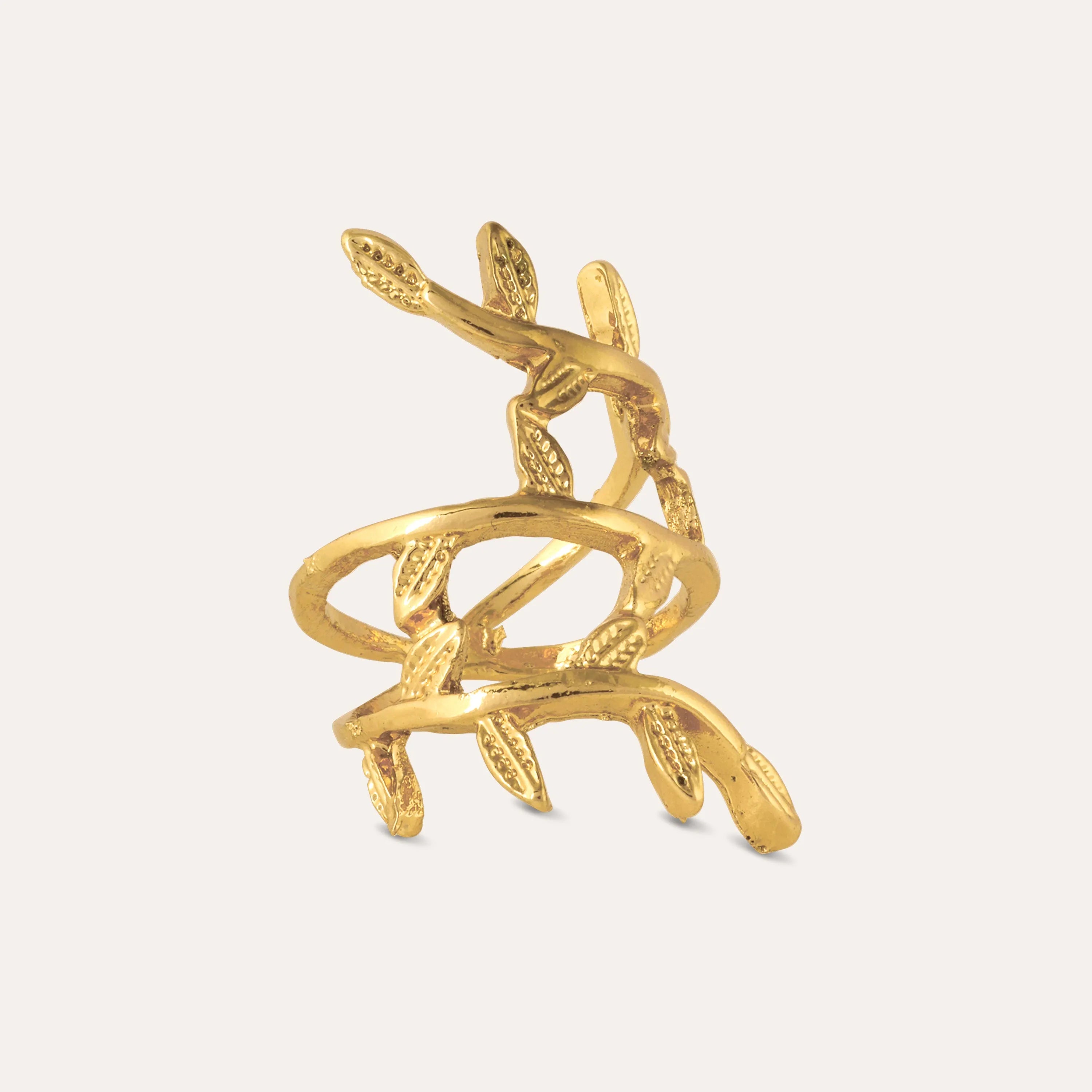 TFC Leafy Statement Gold Plated Adjustable Ring