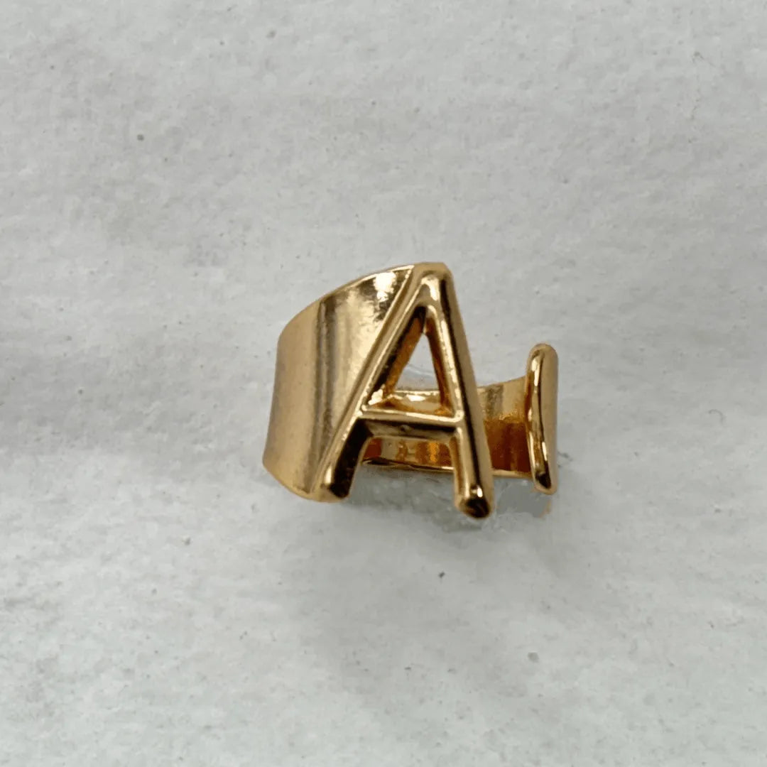 TFC Letter- A Gold Plated Adjustable Ring