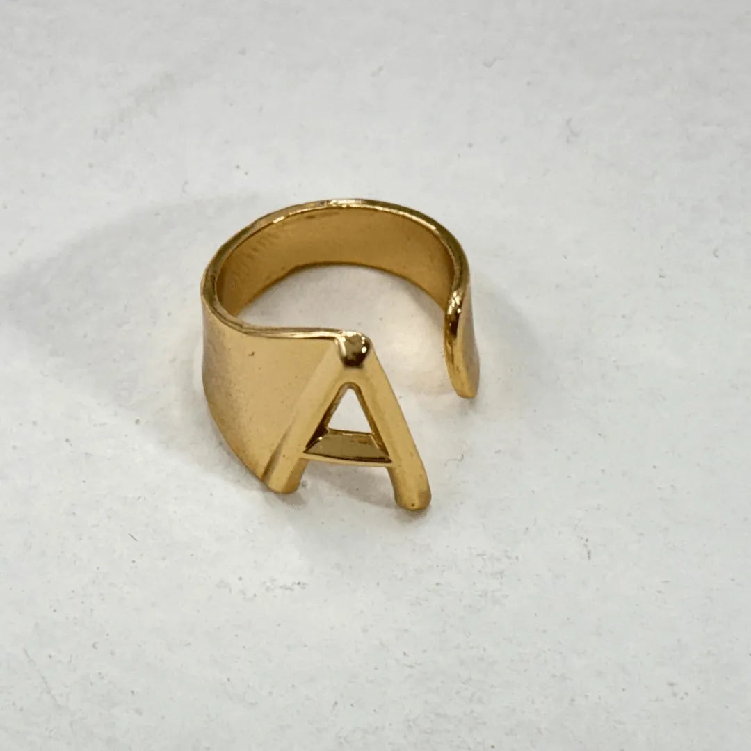 TFC Letter- A Gold Plated Adjustable Ring