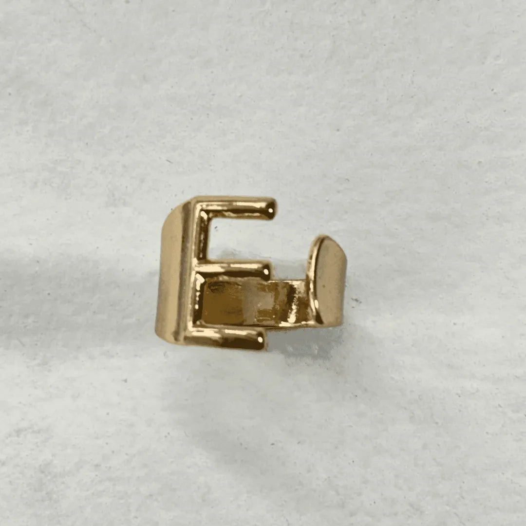 TFC Letter- E Gold Plated Adjustable Ring