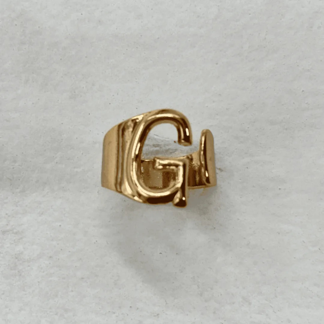TFC Letter- G Gold Plated Adjustable Ring