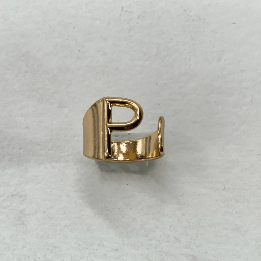 TFC Letter- P Gold Plated Adjustable Ring