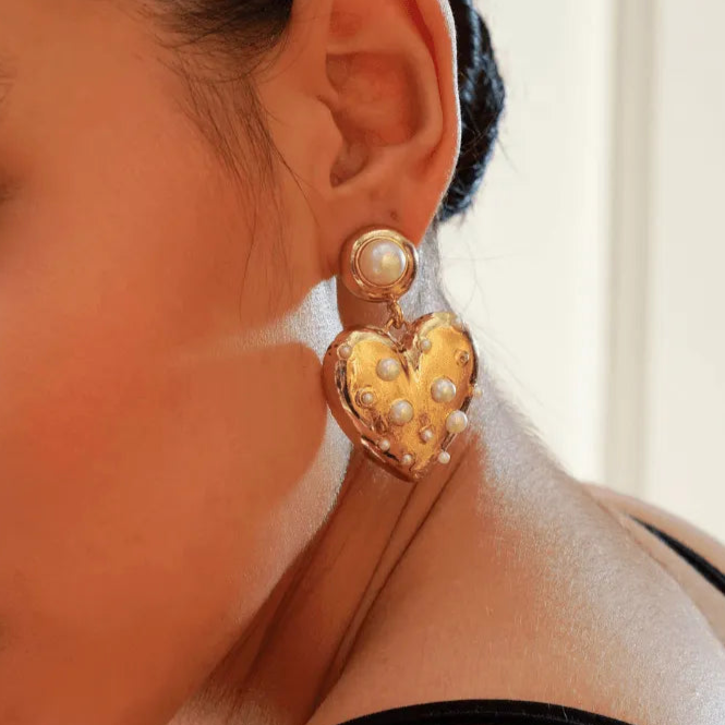 Love Bump Gold Plated Dangler Earrings