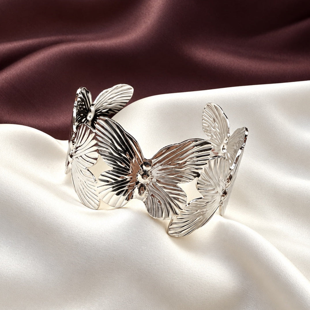 TFC Adjustable Butterfly Silver Plated Cuff Bracelet
