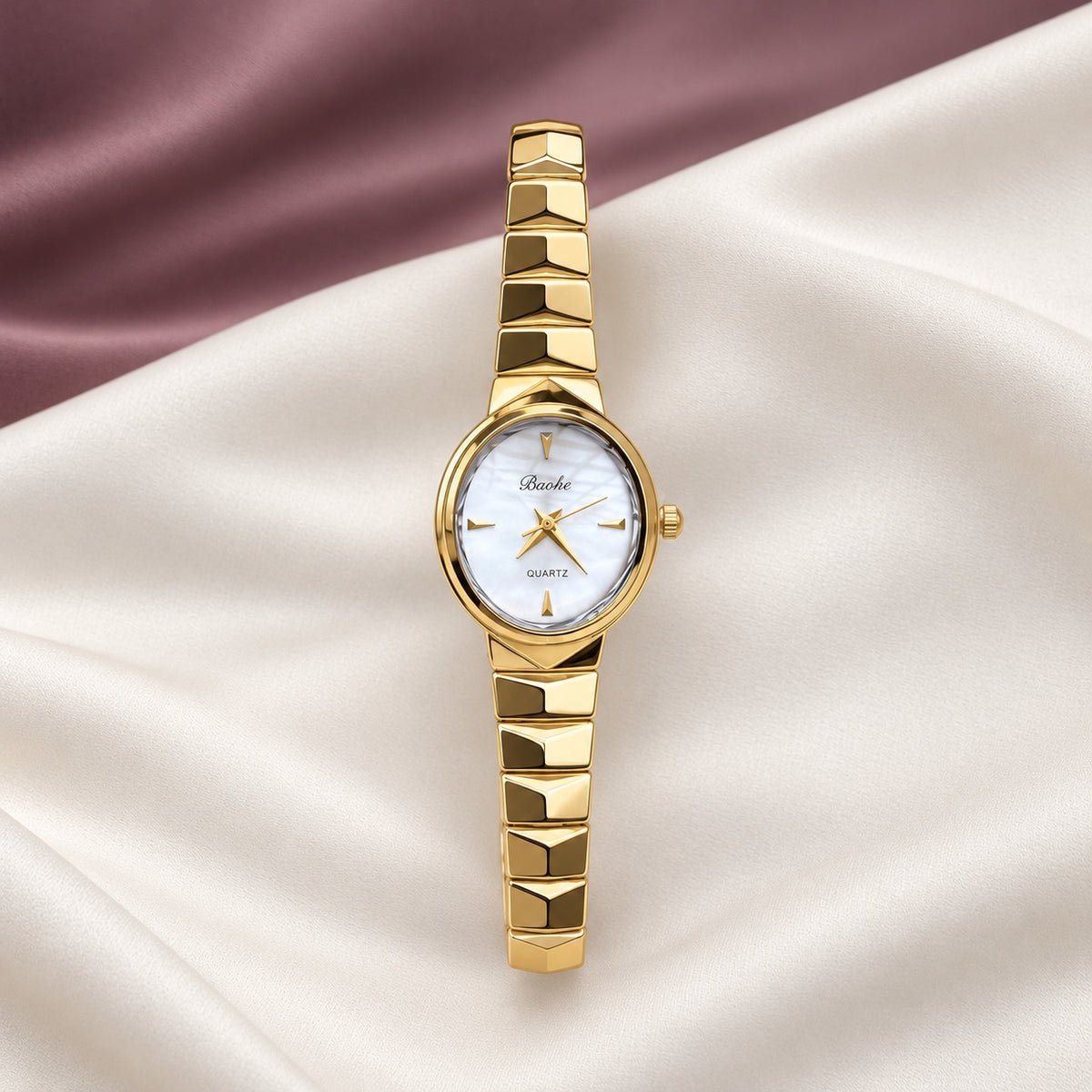 TFC White Oval Gold Plated Watch