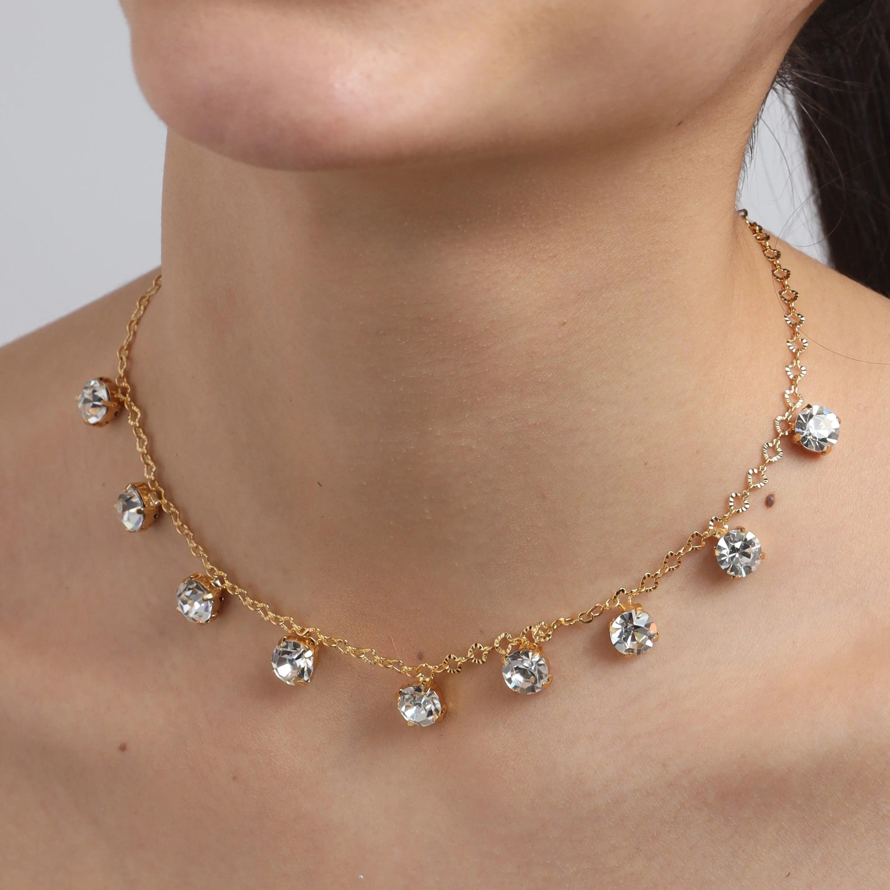 TFC Round Diamond 24K Gold Plated Dainty Necklace