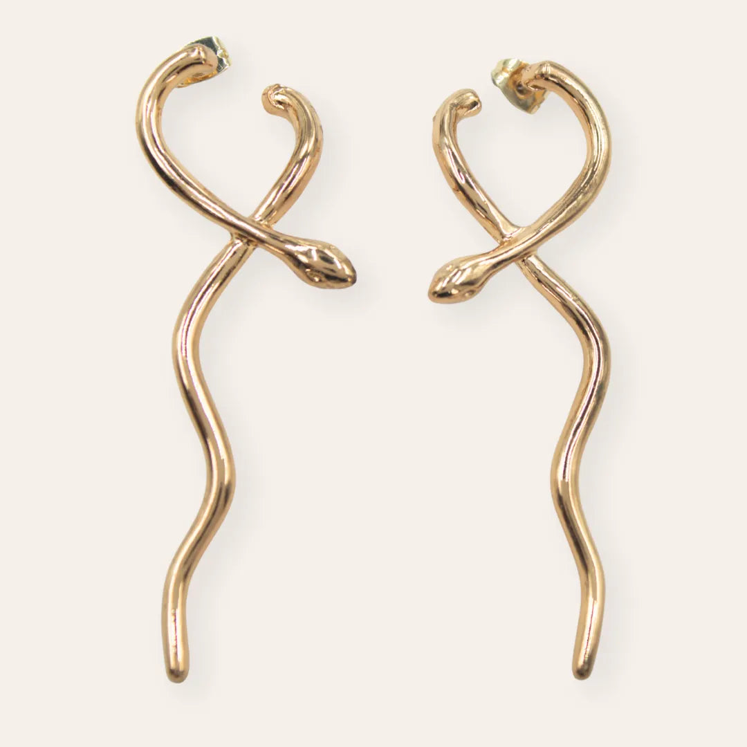 TFC Serpent Gold Plated Dangler Earrings