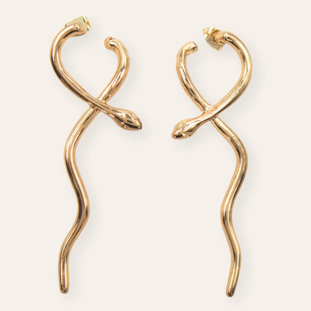 TFC Serpent Gold Plated Dangler Earrings