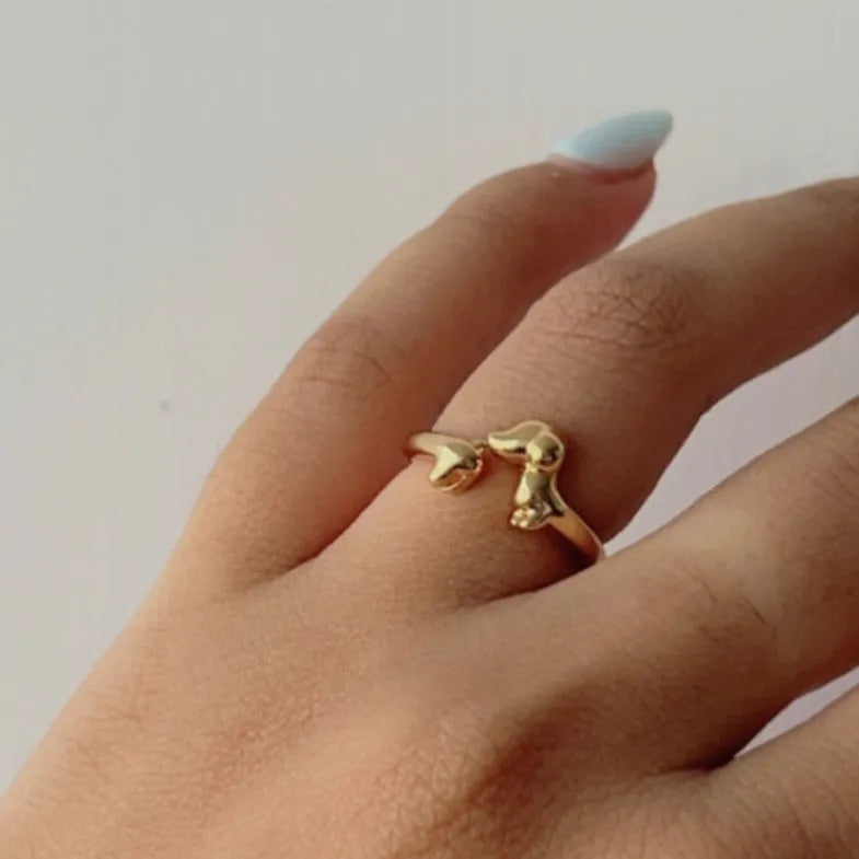 TFC 24K Small Doggo Gold Plated Adjustable Ring