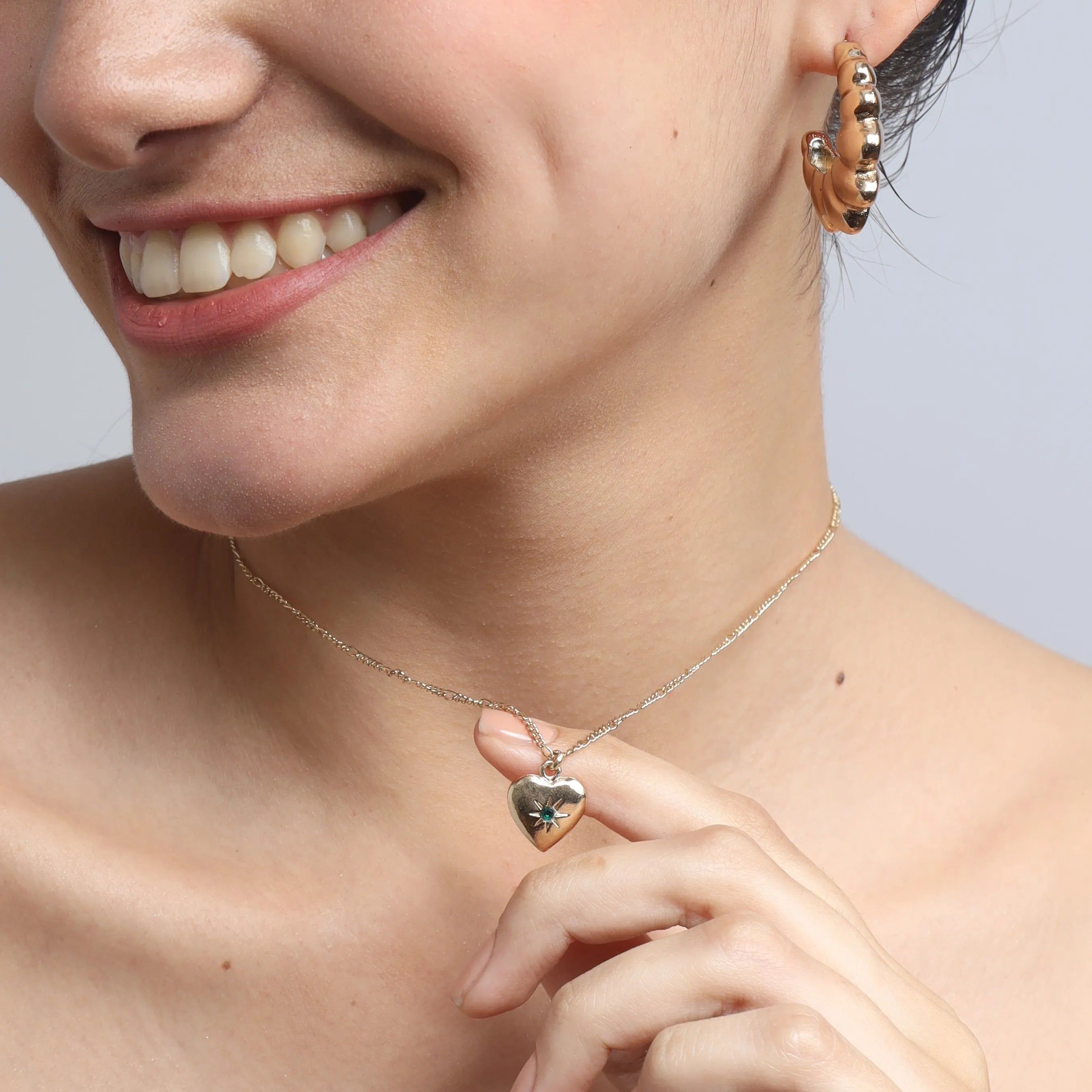 TFC Small Heart With Stone Gold Plated Pendant Necklace