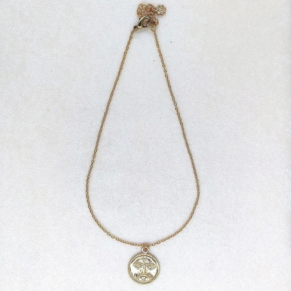 TFC Sunface Extraordinaire Gold Plated Pendant Necklace-Enhance your elegance with our collection of gold-plated necklaces for women. Choose from stunning pendant necklaces, chic choker necklaces, and trendy layered necklaces. Our sleek and dainty designs are both affordable and anti-tarnish, ensuring lasting beauty. Enjoy the cheapest fashion jewellery, lightweight and stylish- only at The Fun Company