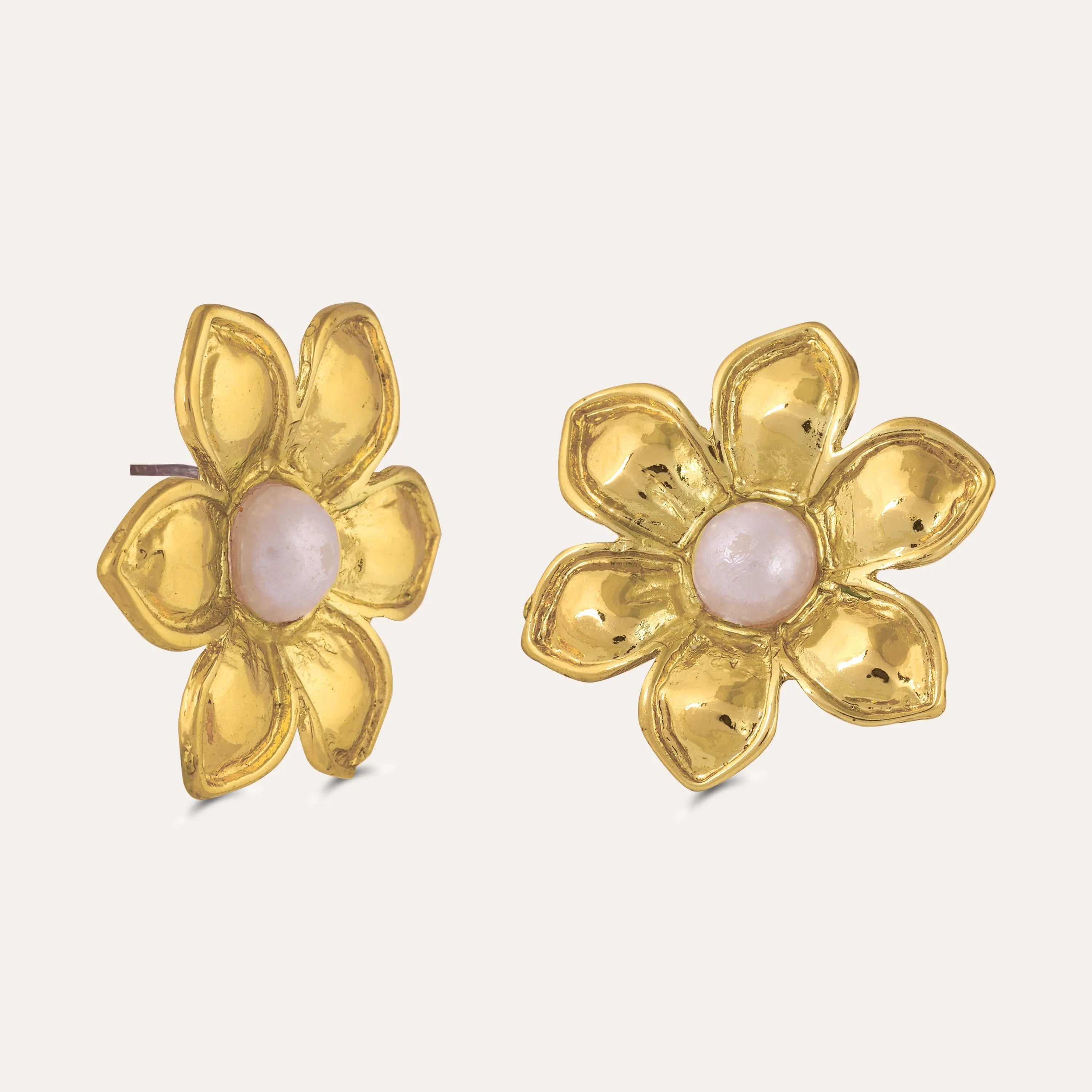 TFC Sunflower Whisperers Gold Plated Pearl Stud Earrings- Discover daily wear gold earrings including stud earrings, hoop earrings, and pearl earrings, perfect as earrings for women and earrings for girls.Find the cheapest fashion jewellery which is anti-tarnish only at The Fun company