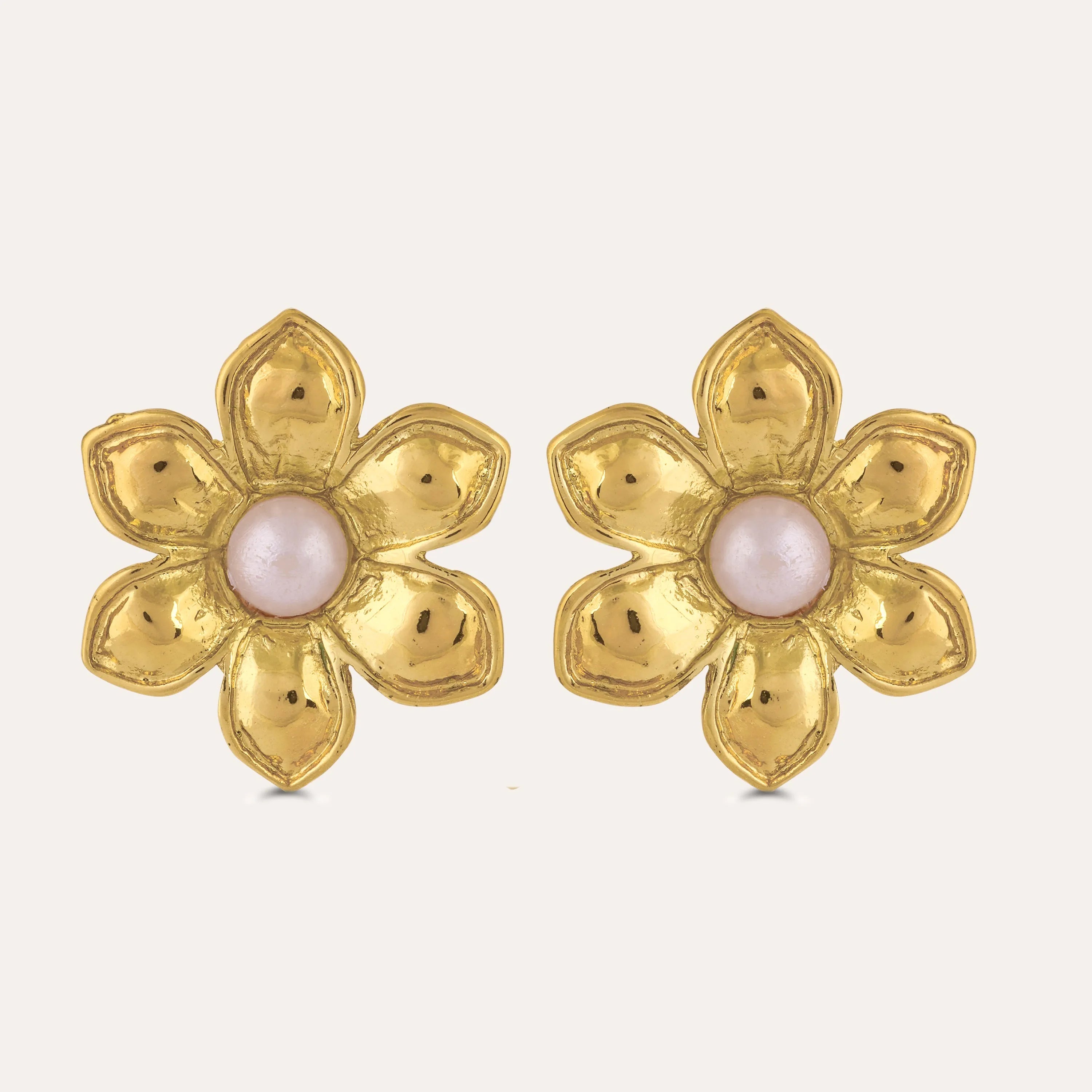 TFC Sunflower Whisperers Gold Plated Pearl Stud Earrings- Discover daily wear gold earrings including stud earrings, hoop earrings, and pearl earrings, perfect as earrings for women and earrings for girls.Find the cheapest fashion jewellery which is anti-tarnish only at The Fun company