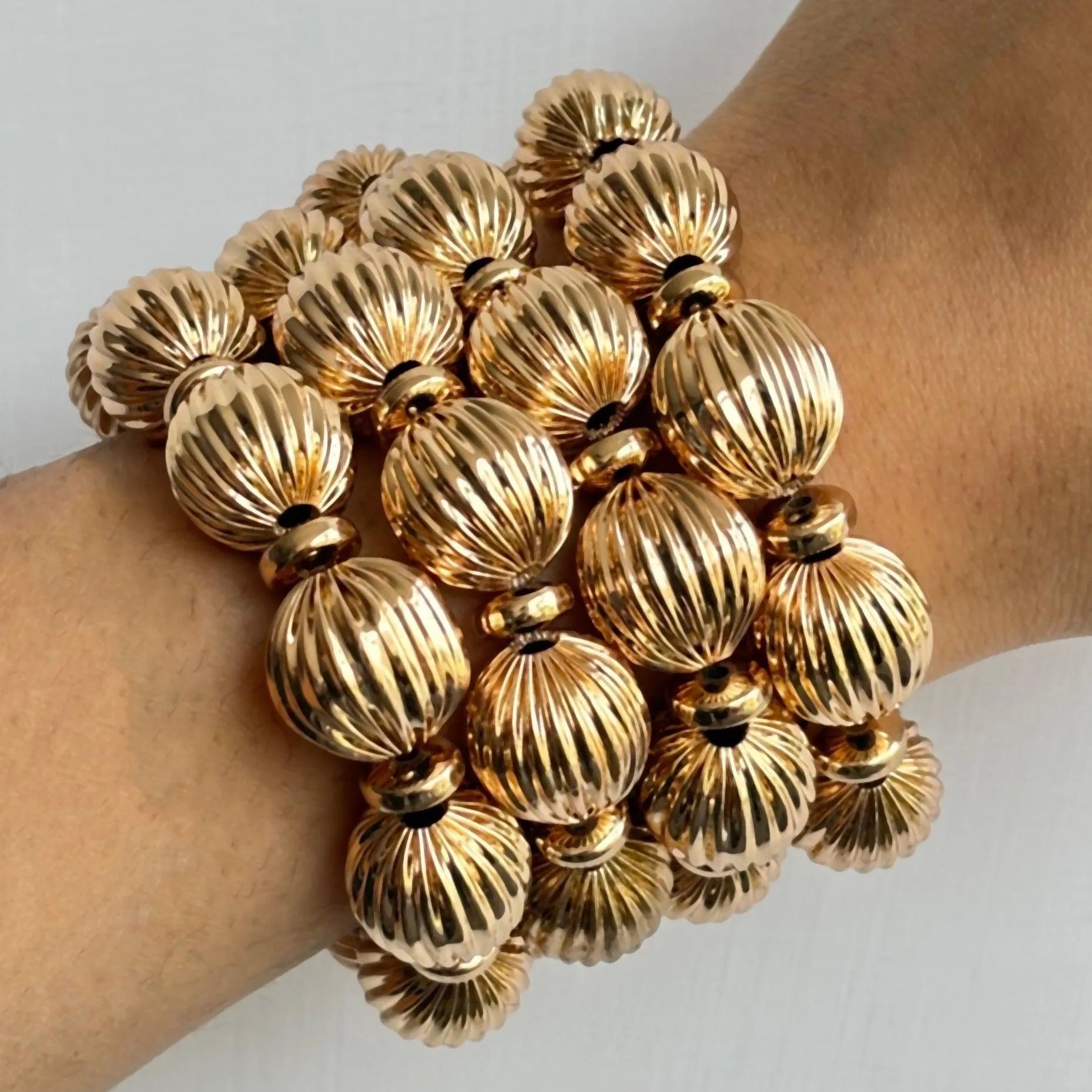 TFC Vortex Bold Bead Gold Plated Stacked Bracelet (Set of 4)