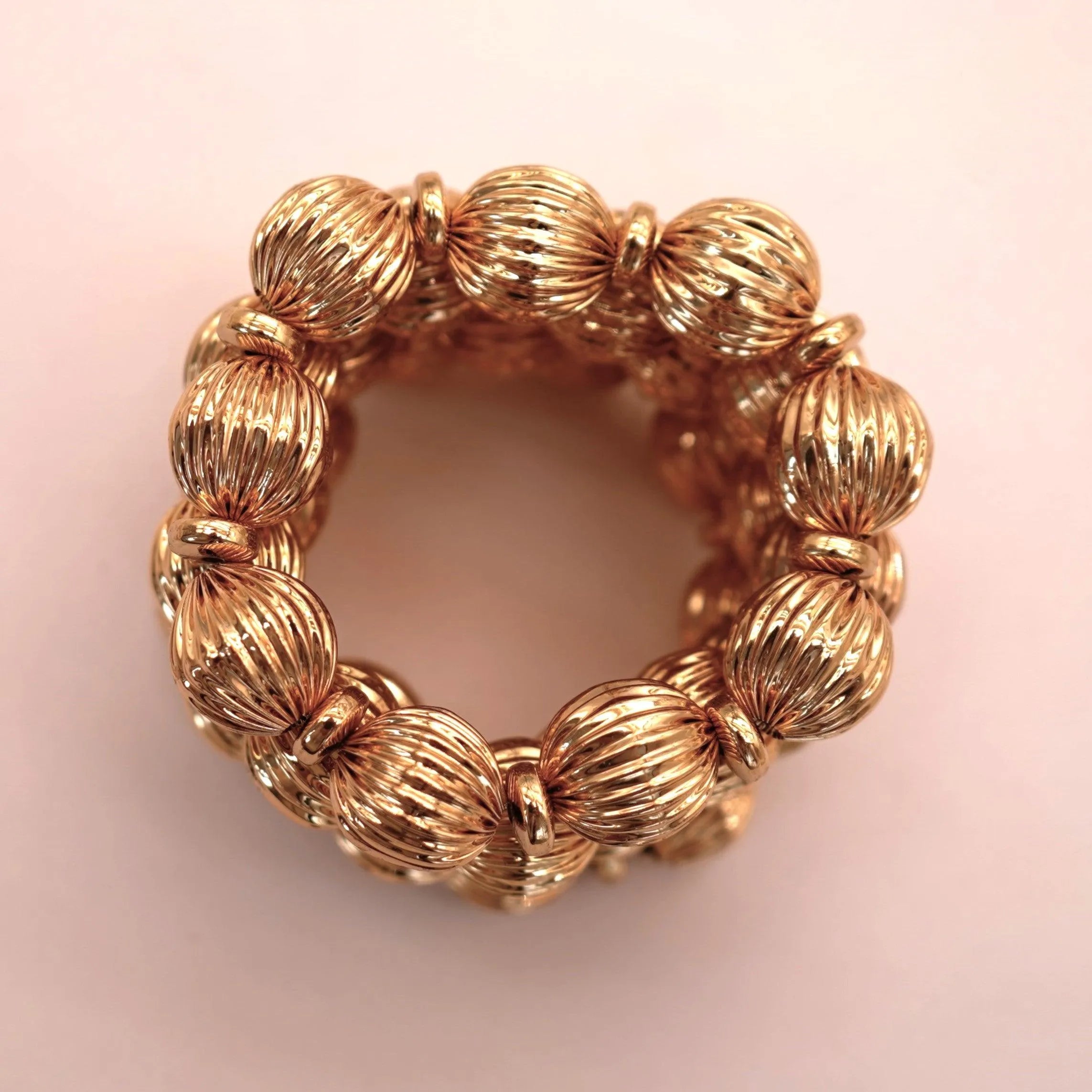 TFC Vortex Bold Bead Gold Plated Stacked Bracelet (Set of 4)