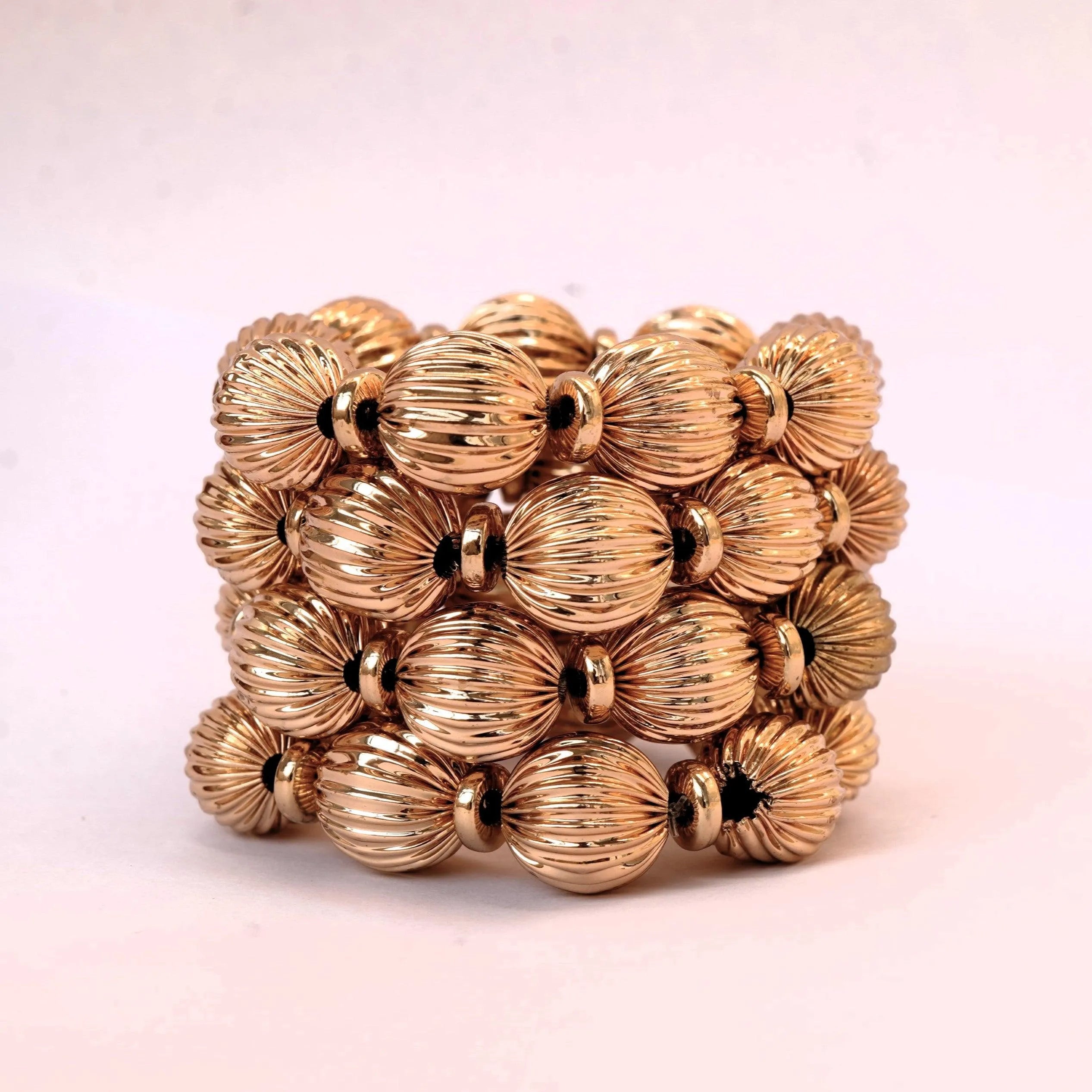 TFC Vortex Bold Bead Gold Plated Stacked Bracelet (Set of 4)