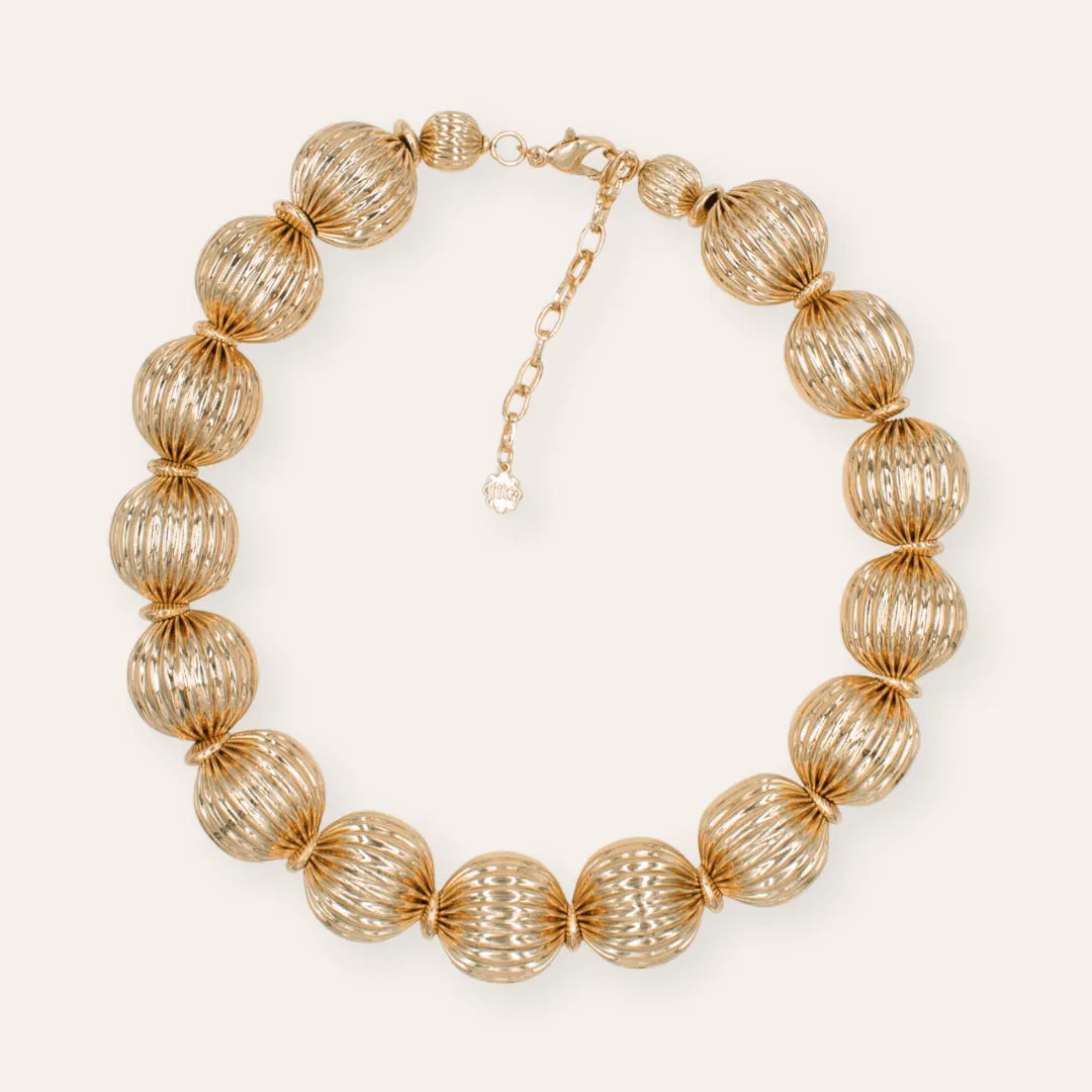 TFC Vortex Bold Bead Statement Gold Plated Necklace